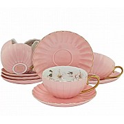 Чайный набор Ракушка Lenardi на 6 персон 12 предметов розовый