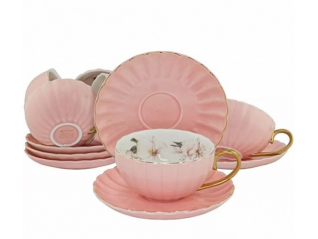 Чайный набор Ракушка Lenardi на 6 персон 12 предметов розовый