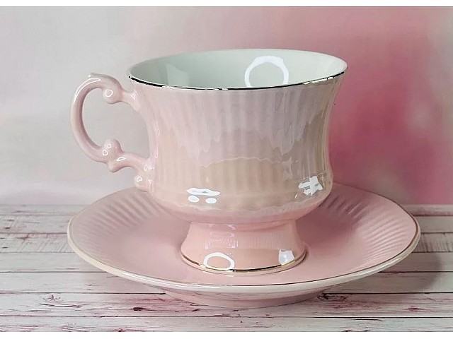 Чайный набор Bells Lenardi розовый на 6 персон 12 предметов