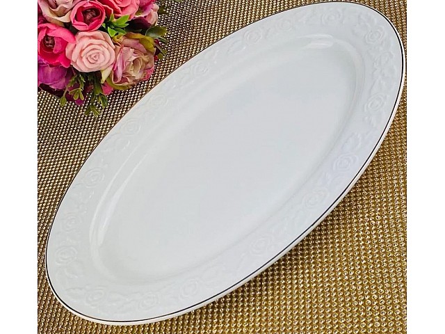 Овальное блюдо 31 см Белая роза Lenardi