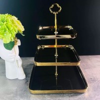 Этажерка 3 яруса квадратная Multicolor Lenardi черная