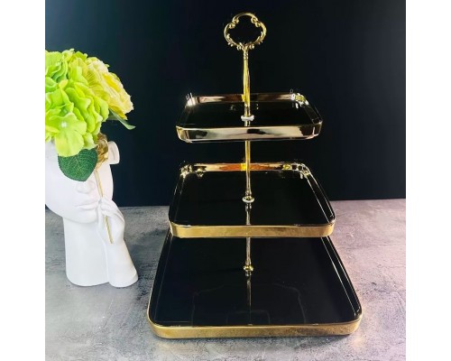 Этажерка 3 яруса квадратная Multicolor Lenardi черная