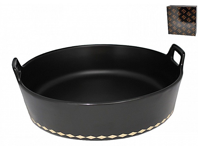 Глубокое блюдо с ручками Lenardi Tekito черный 25 см
