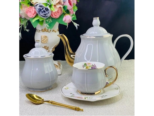 Чайный сервиз Нежность Lenardi серый 16 предметов