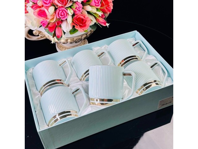 Набор из 6 кружек 400 мл Эллада Lenardi голубой