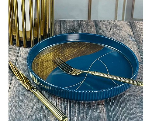 Тарелка 25 см Wood Lenardi синий