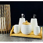 Набор для специй с сахарницей и бутылки для масла/уксуса 5 предметов на подставке Bamboo Lenardi