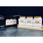 Набор из 3 банок 1 л с крышками на подставке Bamboo Lenardi