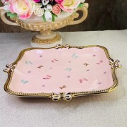 Квадратное блюдо Lenardi Бабочки розовые 30,5 см