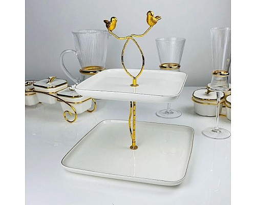 Двухъярусная этажерка Melody Lenardi квадратная