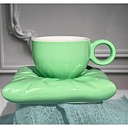 Чашка 220 мл с блюдцем Pillow Lenardi зеленая