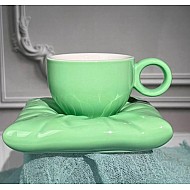 Чашка 220 мл с блюдцем Pillow Lenardi зеленая Чашка 220 мл с блюдцем Pillow Lenardi зеленая