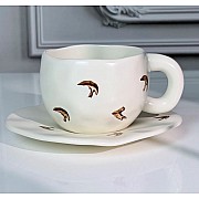 Чашка 300 мл с блюдцем Birds Lenardi коричневые