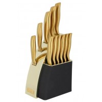 Набор золотых ножей Style Lenardi 11 предметов на подставке 