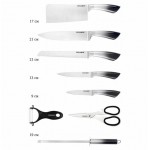 Набор ножей Sharp Lenardi 9 предметов на подставке черный