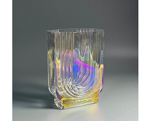 Декоративная ваза для цветов 21 см прямоугольная Vase Lenardi перламутр