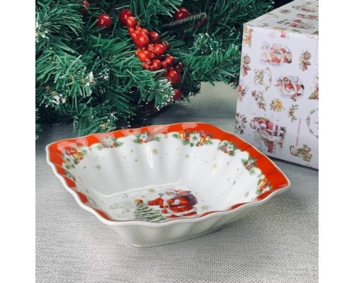Квадратный салатник Новогодний Lenardi 18 см