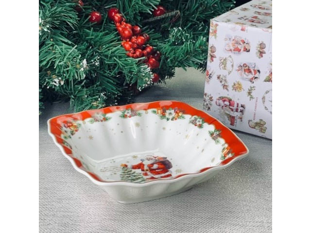 Квадратный салатник Новогодний Lenardi 18 см