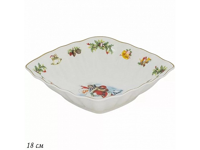 Квадратный салатник 15x15x4 см Новогодний Lenardi
