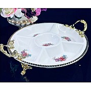 Менажница круглая 34 см Астория Lenardi на ножках с ручками