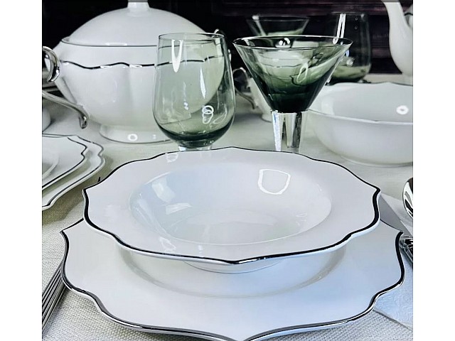 Набор из 6 глубоких тарелок 22 см Magnolia Silver Lenardi