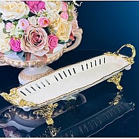 Блюдо 43 см с прорезями Atlantis Cream Lenardi на ножках с ручками