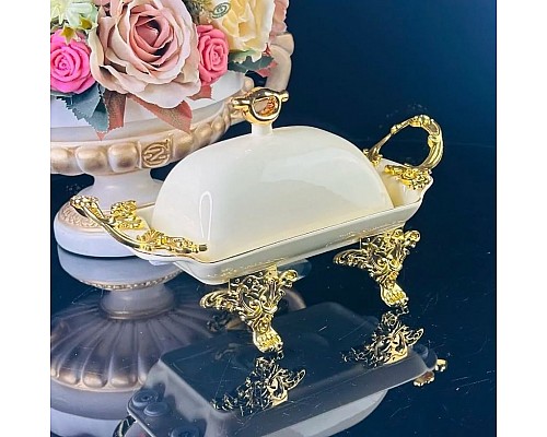 Масленка Atlantis Cream Lenardi на ножках с ручками