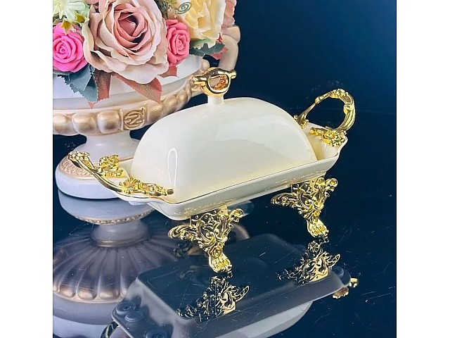 Масленка Atlantis Cream Lenardi на ножках с ручками