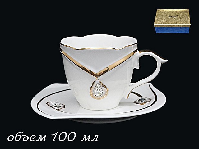Набор кофейная чашка с блюдцем Lenardi Алмаз 100 мл