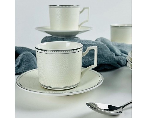 Кофейный набор на 6 персон 12 предметов 130 мл Атланта платина Lenardi