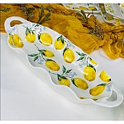 Овальное глубокое блюдо 35,5 см с ручками Лимоны Lenardi