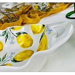 Овальное глубокое блюдо 35,5 см с ручками Лимоны Lenardi