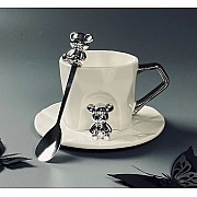 Чашка 250 мл с блюдцем и ложкой Мишки Lenardi белая