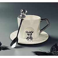 Чашка 250 мл с блюдцем и ложкой Мишки Lenardi белая