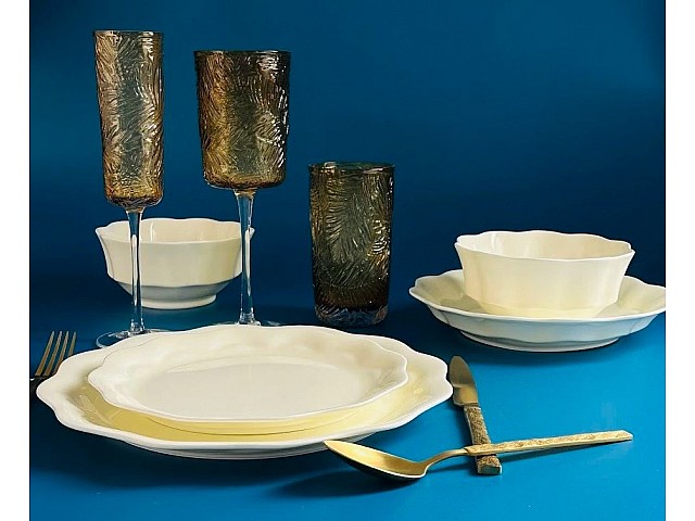 Обеденный сервиз на 6 персон 24 предмета Экрю Lenardi