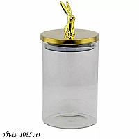 Банка для сыпучих продуктов Зайчик Lenardi золотой 1,1 л Банка для сыпучих продуктов Зайчик Lenardi золотой 1,1 л