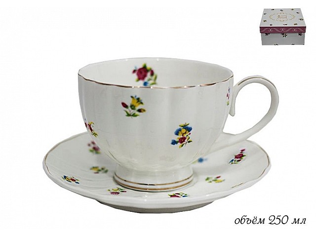 Чашка с блюдцем Полевые цветы Lenardi 250 мл