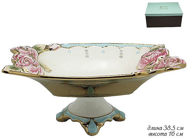 Фруктовница Роза Lenardi голубая 38 см