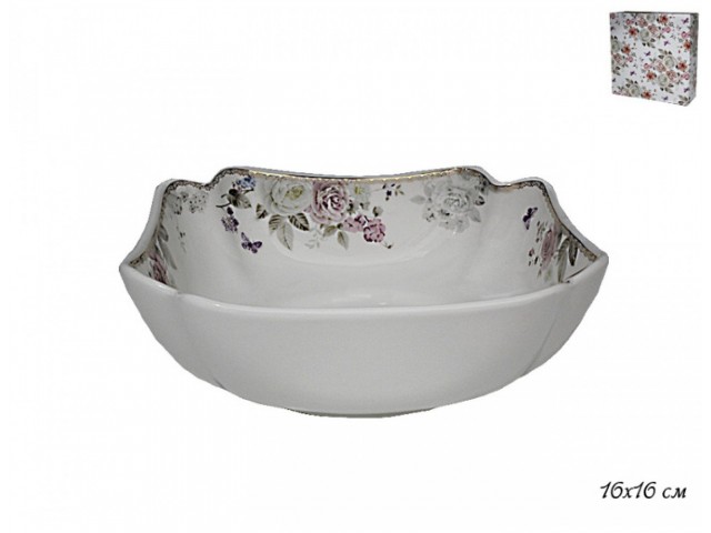 Квадратный салатник 16 см Пионы Lenardi