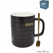 Кружка Smile Lenardi черная 400 мл с ложкой