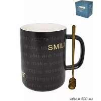Кружка Smile Lenardi черная 400 мл с ложкой