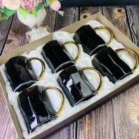 Набор 6 кружек Lenardi Грани черный 300 мл