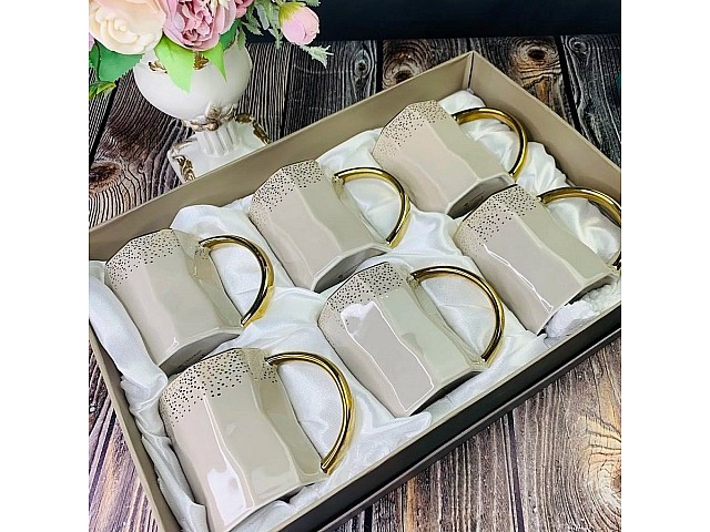 Набор 6 кружек Lenardi Грани бежевый 300 мл