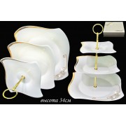 Трехъярусная этажерка Стразы золото