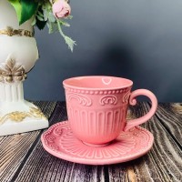 Чашка с блюдцем Бавария Lenardi розовая 250 мл
