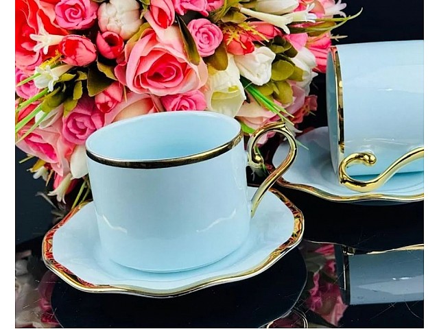 Чайный набор Wave Lenardi на 6 персон 12 предметов 350 мл голубой