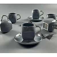 Кофейный набор Zorro Lenardi серый на 6 персон 12 предметов 120 мл