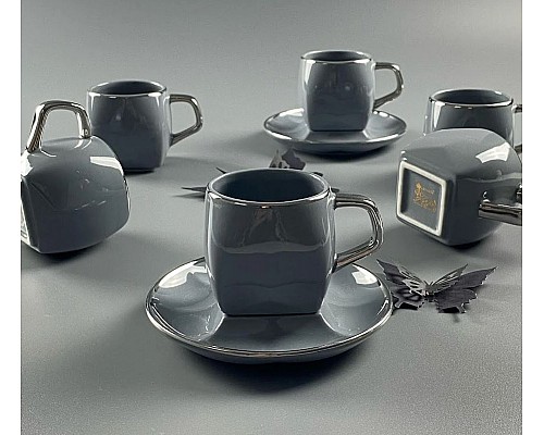 Кофейный набор Zorro Lenardi серый на 6 персон 12 предметов 120 мл
