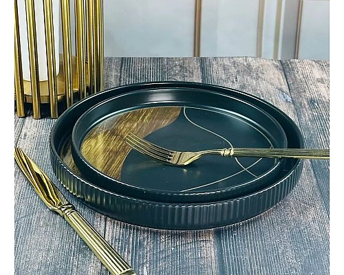 Тарелка 25 см Wood Lenardi черный