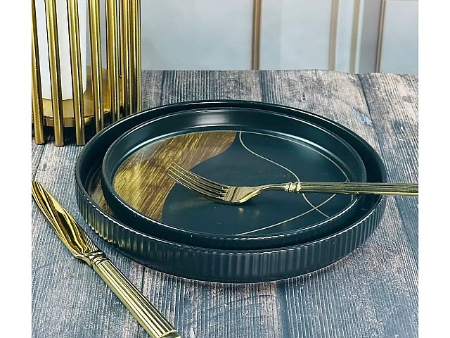 Тарелка 25 см Wood Lenardi черный